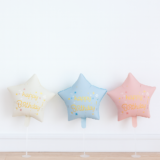 Pastel Beige Star Happy Birthday Foil Balloon