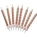 Rose Gold Spiral Birthday Candles – Pack of 10