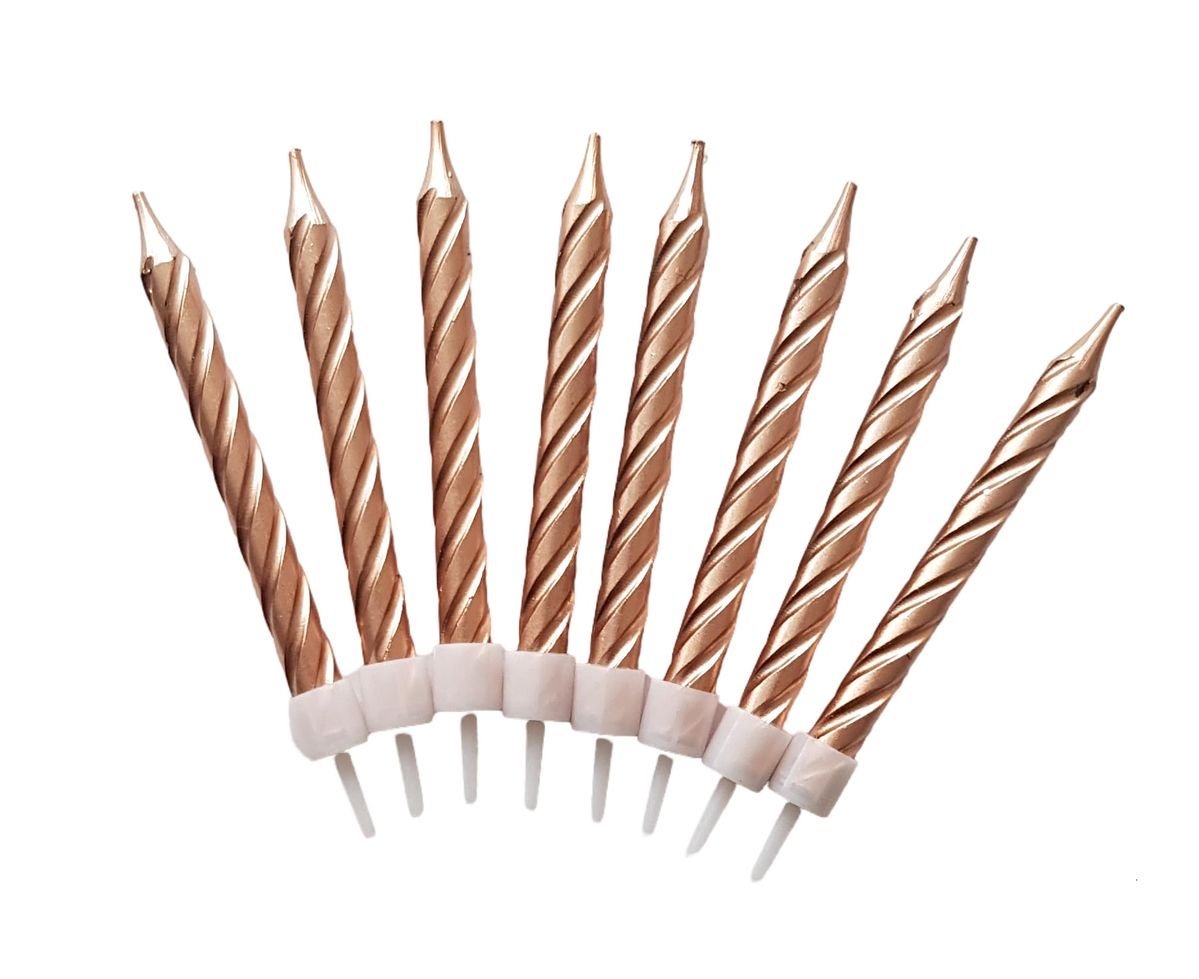 Rose Gold Spiral Birthday Candles – Pack of 10
