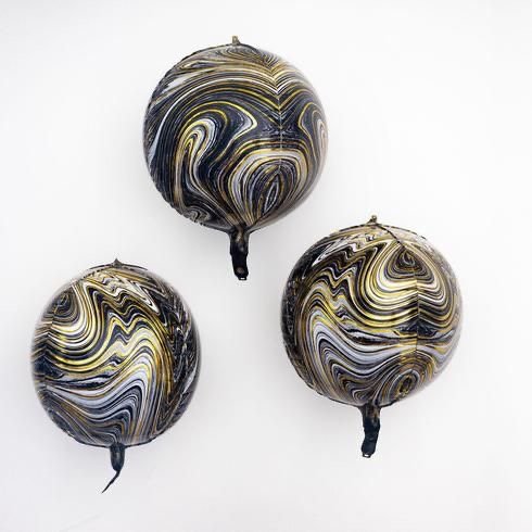 Orbz Shape 4D Black Marble Foil Balloon