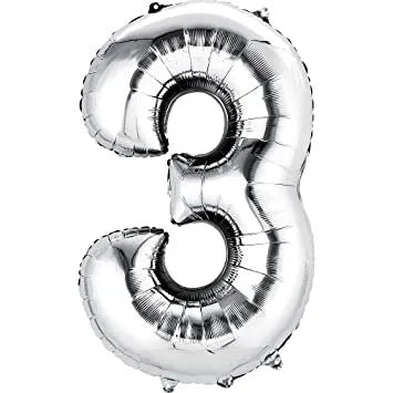 16” Number (0-9) Silver Foil Balloon