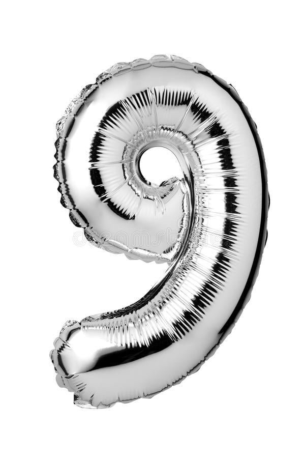16” Number (0-9) Silver Foil Balloon